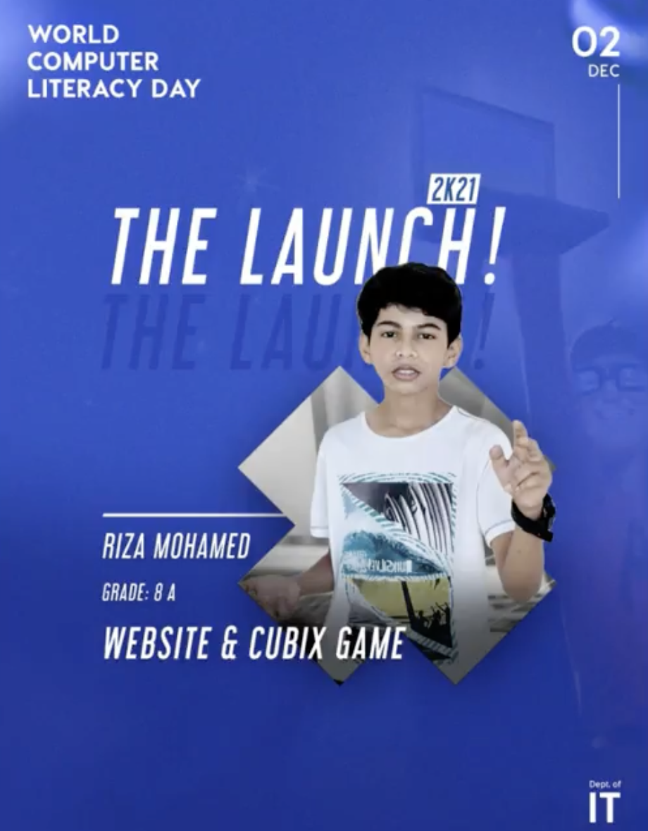 Riza Mohamed World Computer Literacy Day launch website cubix game