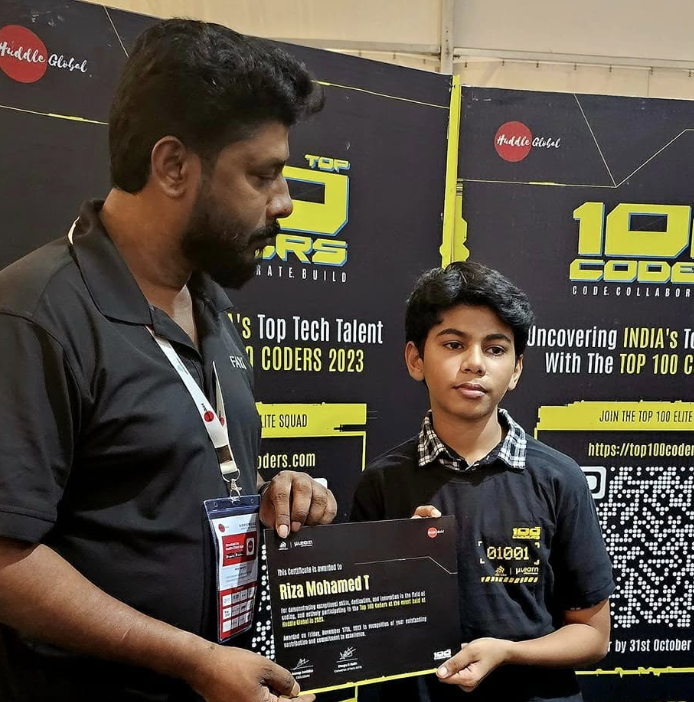 Riza Mohamed Top100Coders interview Kerala teen developer 2023