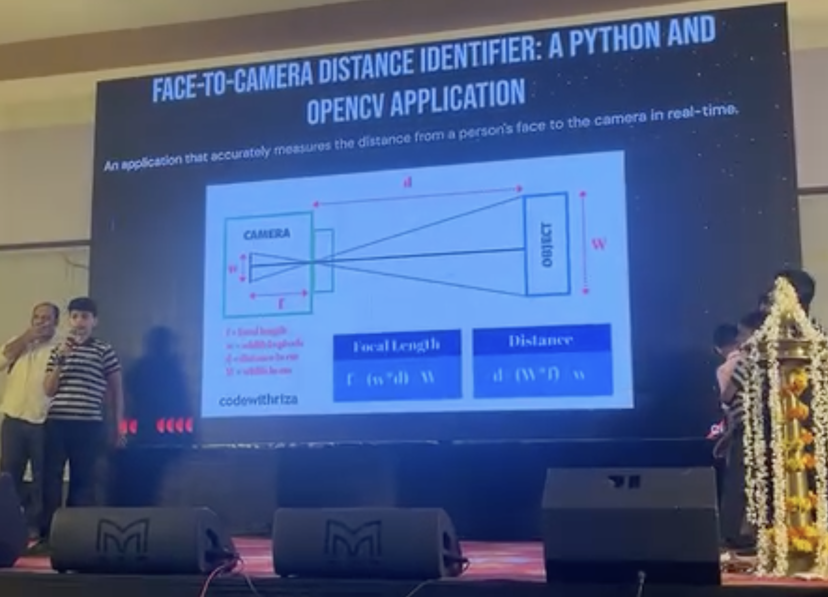 Riza Mohamed presenting Face-to-Camera Distance Identifier OpenCV application